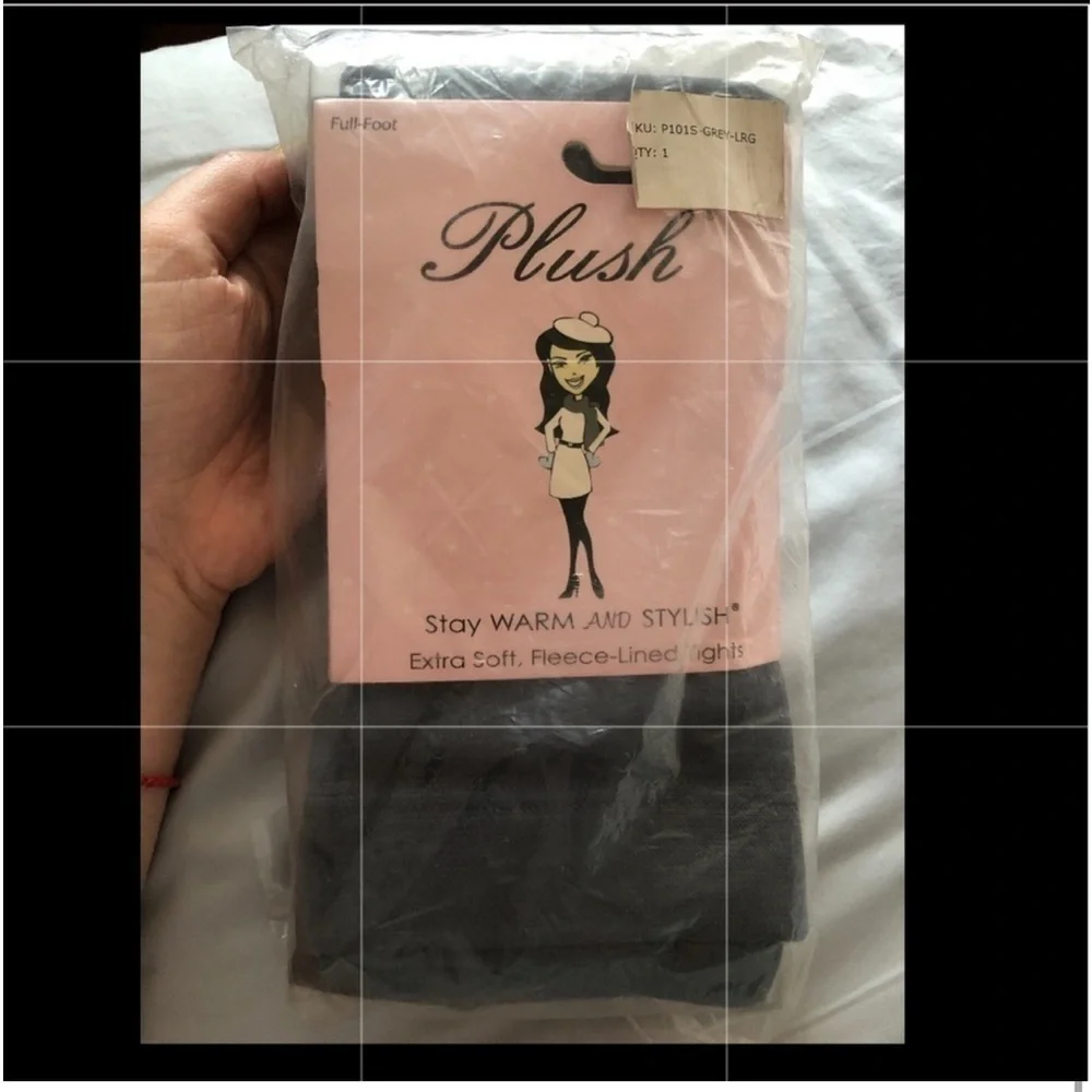 Plush Full Foot Tights Grey Size Large
